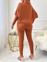 Turtleneck Batwing Sleeve Top and Pants Set OutfitFlow